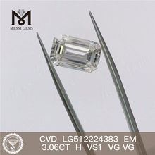 3.06CT H 3ct ルース人工ダイヤモンド エメラルド カット人工ダイヤモンド EX VG