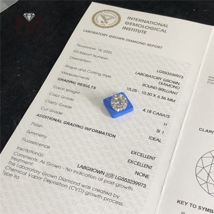 4.18CT H カラー ルース ラボ ダイヤモンド SI1 ID EX EX 合成ダイヤモンド 卸売価格