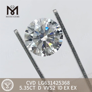 5.35CT D VVS2 ID ラウンド CVD ラボ養殖ダイヤモンド LG631425368丨Messigems 