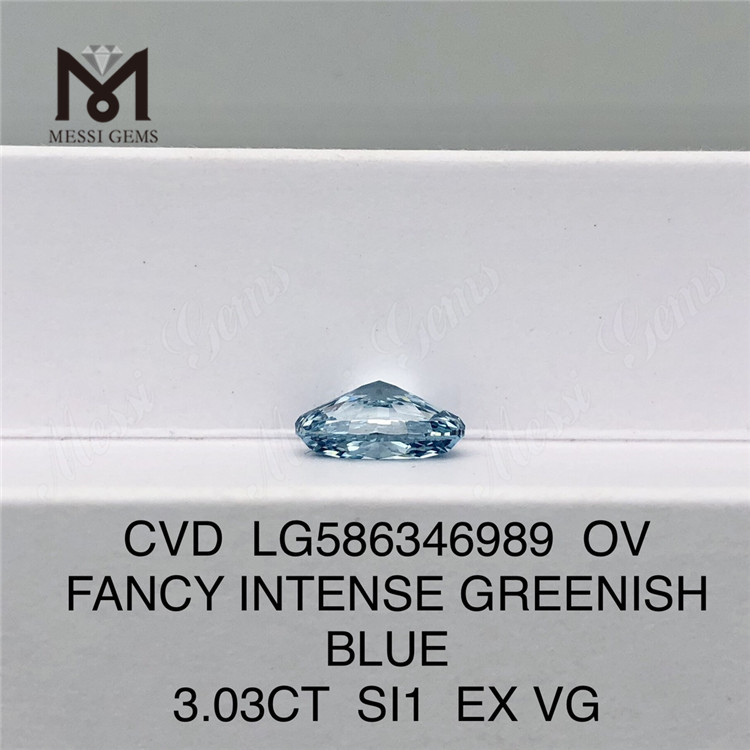 3ct ブルー OV ダイヤモンド 価格 SI1 EX VG ファンシー インテンス グリーンニッシュ ブルー ダイヤモンド CVD LG586346989