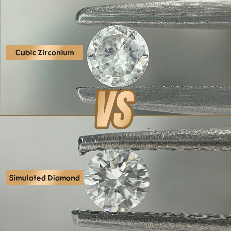 シミュレートされたダイヤモンド vs CZ