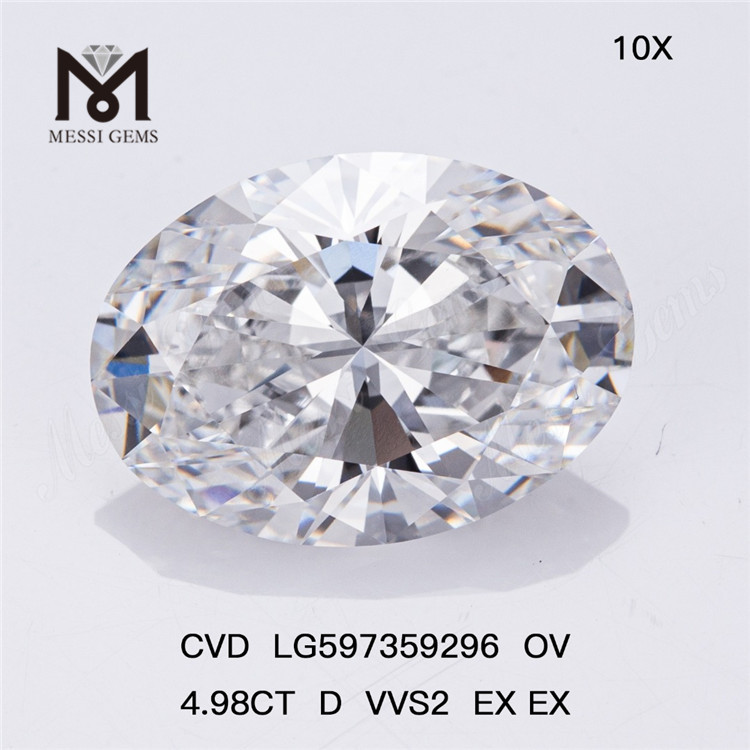4.98CT D VVS2 EX EX OV 養殖ダイヤモンド バルク: 在庫を増やす CVD LG597359296 丨メッセージ
