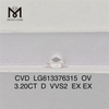 3.20CT D VVS2 CVD 3ct オーバル ラボ クリエイト ダイヤモンド LG613376315 丨Messigems