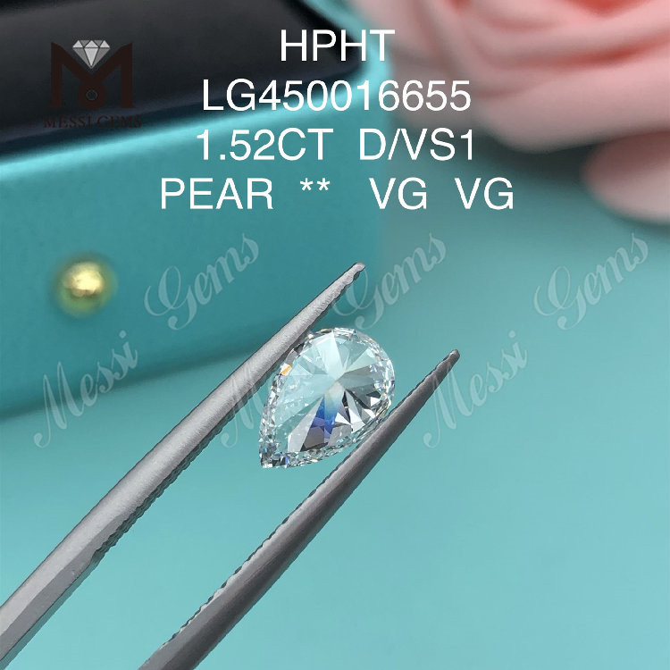 1.52 カラット D/VS1 ペアカット ラボ ダイヤモンド VG