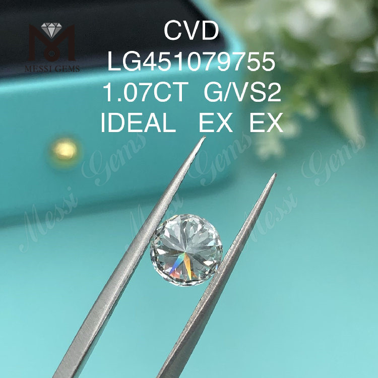 1.07 カラット CVD G VS2 IDEAL ラウンド ブリリアント ラボメイド ダイヤモンド