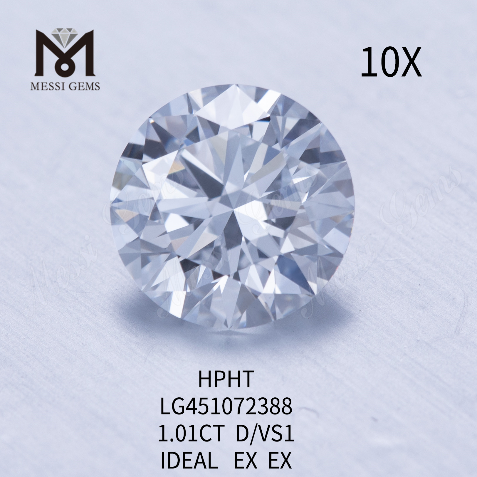 1.01 ct D VS1 ラウンド IDEL カット グレード 合成ダイヤモンド HPHT