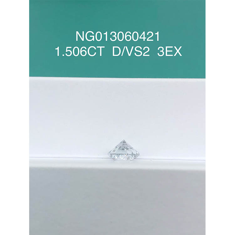 ラウンド ホワイト ラボ グロウン ダイヤモンド ストーン 1.506ct VS2 D カラー