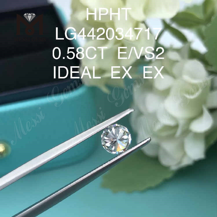 0.58CT E/VS2 ラウンド 合成ダイヤモンド IDEAL EX EX