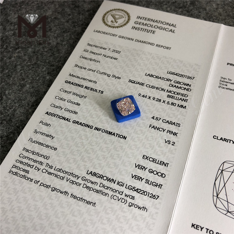 4.57ct ファンシー ピンク 合成ダイヤモンド SQ Cvd 人工ダイヤモンドが販売中