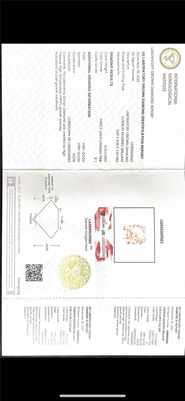 0.76ct ピンク 合成ダイヤモンド のメーカー 