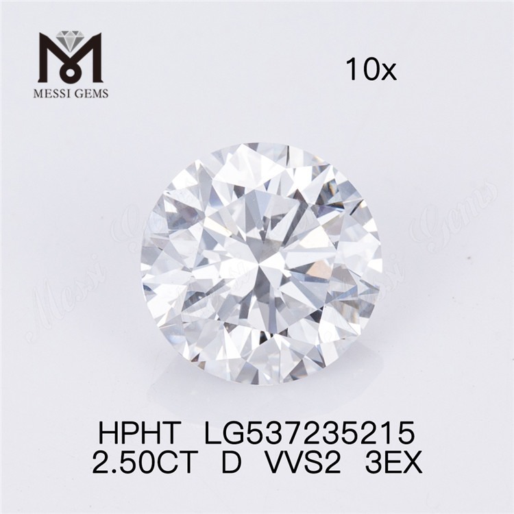 2.5CT D VVS HPHT ダイヤモンド ラウンドシェイプ ルース HPHT ダイヤモンド卸売価格