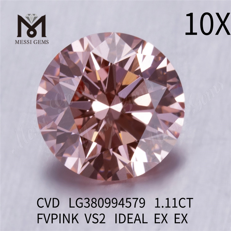 1.11CT FIPINK VS2 CVD ダイヤモンド 合成ダイヤモンド メーカー IGI LG380994579