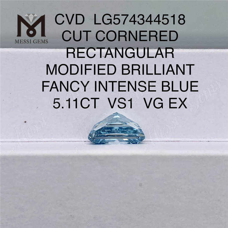 5.11CT VS1 VG EX CVD カット コーナー長方形 修正ブリリアント ファンシー ブルー ダイヤモンド LG574344518