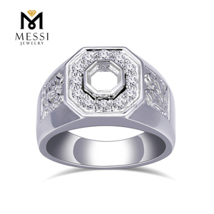 彼のためのレタリング デザイン 14K ホワイト ゴールド 8.1g ラボ ダイヤモンド結婚指輪 - 永遠の始まり