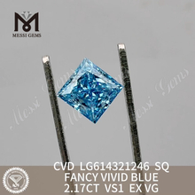 2.17CT SQ ファンシー ビビッド ブルー ラボ エンジニアード ダイヤモンド VS1 LG614321246丨Messigems