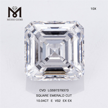 10.04CT E VS2 EX EX スクエア エメラルド カット ラボ産ダイヤモンド: 品質保証 CVD LG597379373丨Messigems