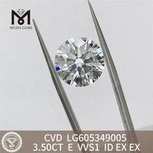 3.50CT E VVS1 Igi 認定ダイヤモンド 3ct CVD 卸売ブリリアンス LG605349005丨Messigems