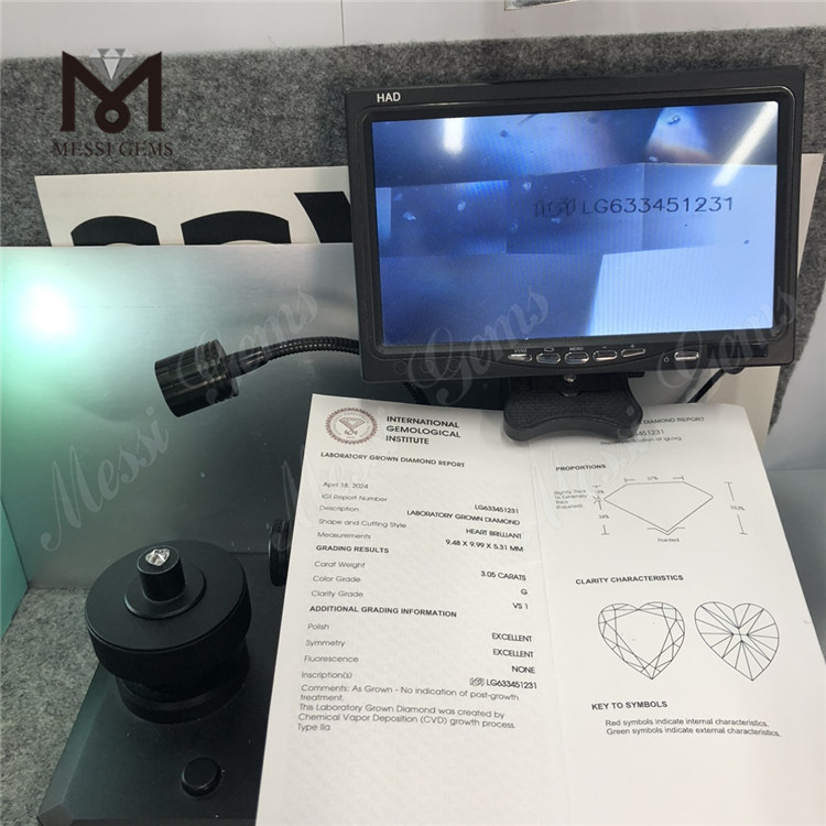 3.05CT G VS1 HS CVD ラボ製ダイヤモンド卸売 LG633451231丨Messigems 