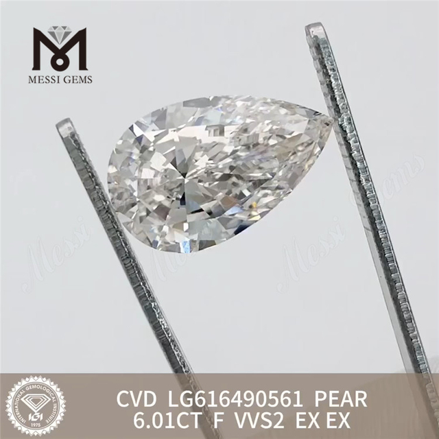 6.01CT PEAR ラボラトリー グロウン ダイヤモンド F VVS2 CVD LG616490561丨Messigems 