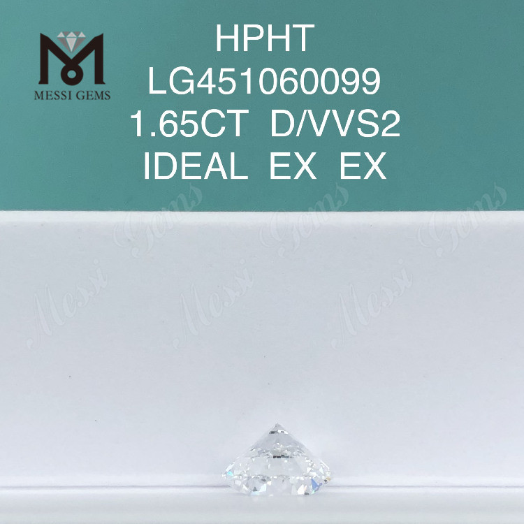 1.65 カラット D VVS2 IDEAL カット ラウンド ラボ ダイヤモンド HPHT