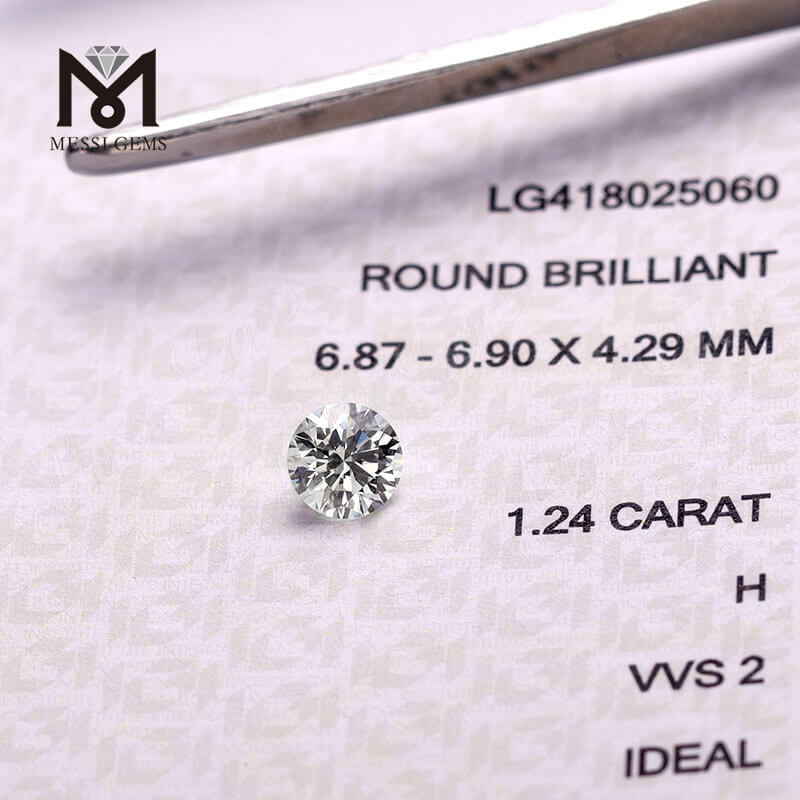 卸売価格 1.24 カラット H VVS2 理想的なホワイト合成ラボ グロウン ルース CVD ダイヤモンド 