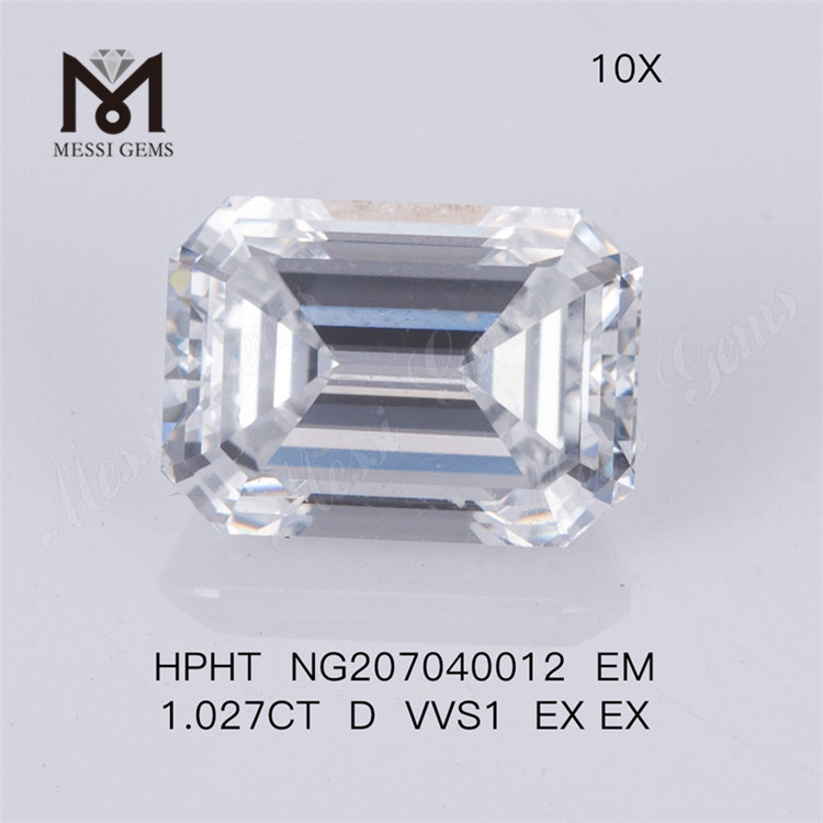 エメラルドカット 1.027CT D VVS1 EX EX 合成ダイヤモンド