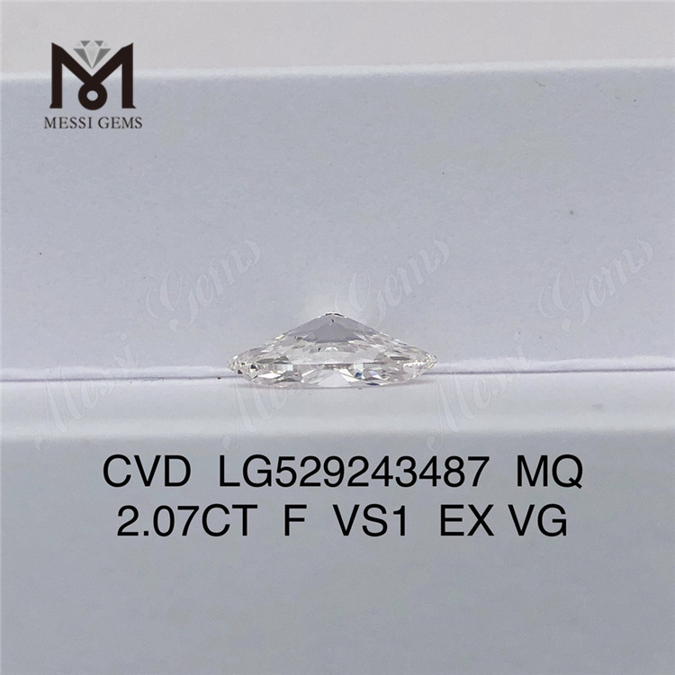 2.07CT F VS1 EX CVD ラボ グロウン マーキス ダイヤモンド IGI 証明書