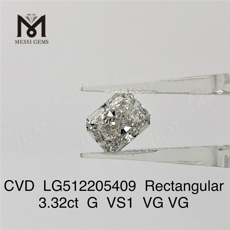 3.32CT G VS cvd ラボ グロウン ダイヤモンド 長方形 IGI 証明書ラボ ダイヤモンド