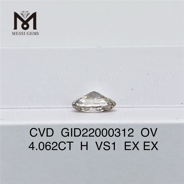 4.062ct CVD ラボ ダイヤモンド オーバル シェイプ EX ラボ グロウン ダイヤモンド 販売用