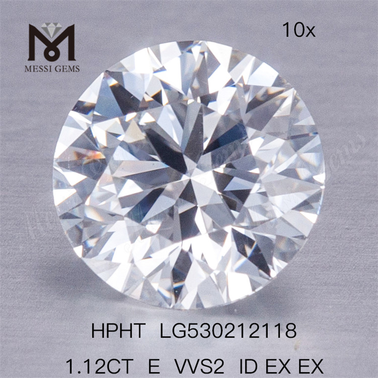 1.12ct E VVS2 ID EX EX ラウンド合成ダイヤモンド EX ルース 宝石