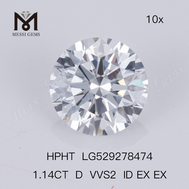 1.14ct D VVS2 ID EX EX ラウンド最高品質の人造ダイヤモンド