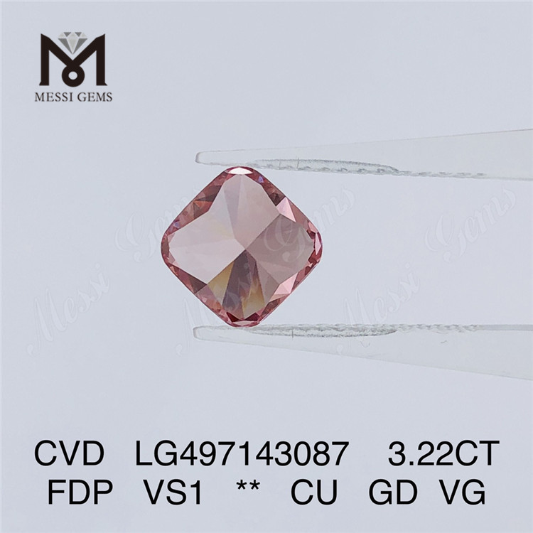 3.22CT ファンシーディープピンク VS1 CU GD VG CVD 合成ダイヤモンド LG497143087