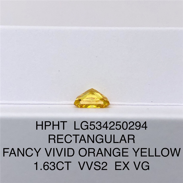 1.63ct ファンシー イエロー ラボ ダイヤモンド VVS2 レクタンギュラー EX ルース合成ダイヤモンド
