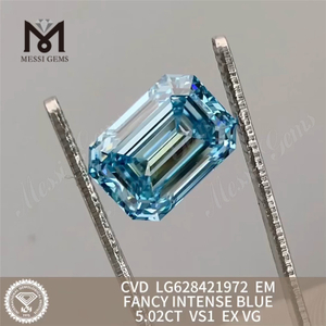 5.02CT EM ファンシー インテンス ブルー ラボラトリー ダイヤモンド VS1 CVD LG628421972丨Messigems 