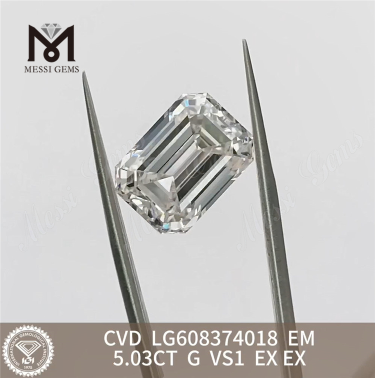 5.03CT G VS1 エメラルド カット合成ダイヤモンド オンライン 自信を持って輝く丨Messigems CVD LG608374018