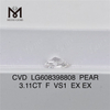 3.11CT F VS1 PEAR Cvd ルース ダイヤモンド デザイナーのための持続可能なエレガンス丨Messigems CVD LG608398808