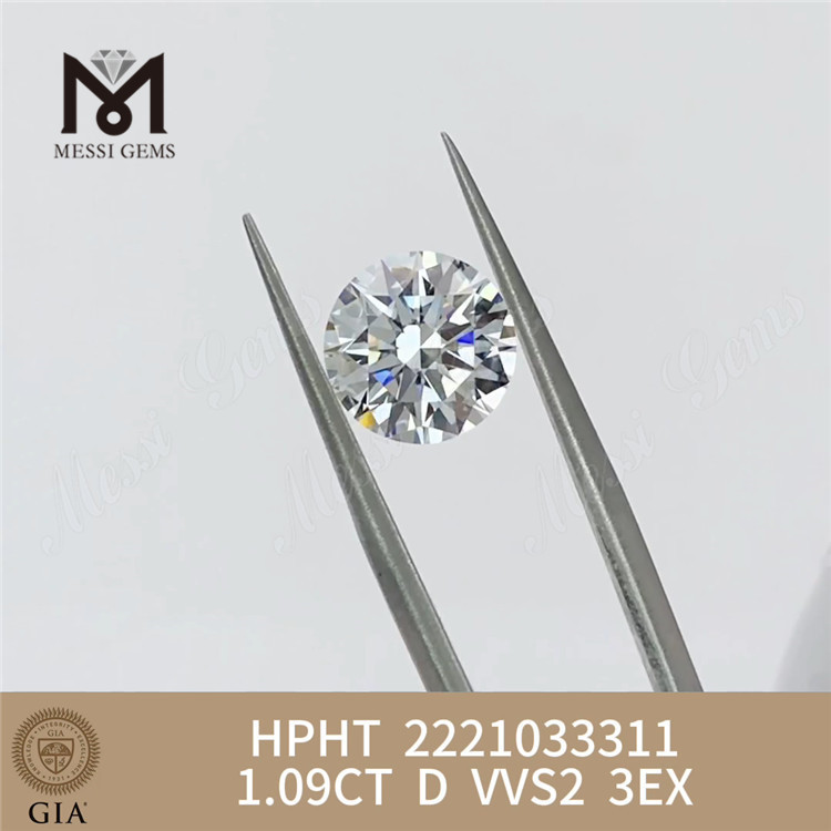 1.09CT D VVS2 3EX HPHT gia メイド イン ラボ ダイヤモンド 2221033311丨Messigems 