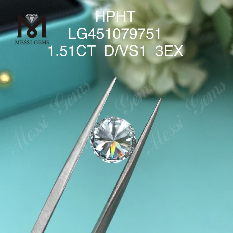 1.51 カラット D ラウンド ブリリアント VS1 ラボ ダイヤモンド HPHT