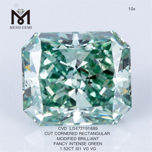 1.52ct ファンシー グリーン Cvd ダイヤモンド 長方形 ラボ グロウン グリーン ダイヤモンド