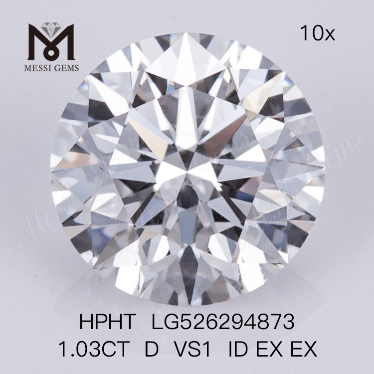 1.03CT D VS1 ID EX EX ラウンド igi 合成ダイヤモンドs HPHT