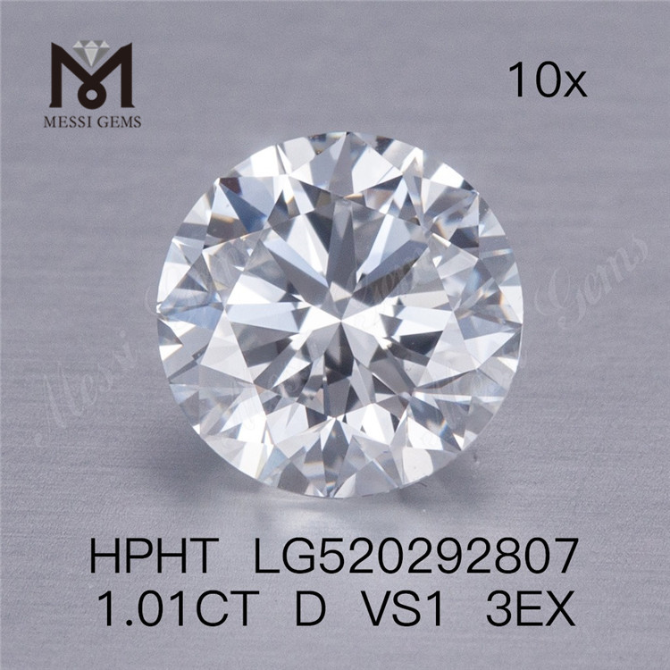 1.01Ct D VS1 3EX ラウンド カット HPHT ラボ グロウン ダイヤモンド