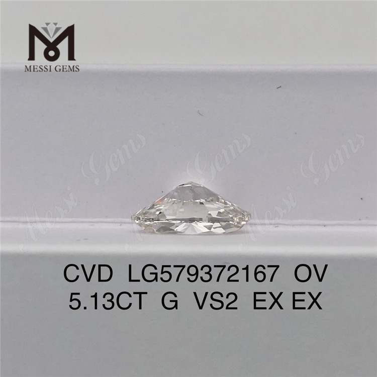 5.13CT OV シェイプ G VS2 EX EX オンライン ラボ ダイヤモンド CVD LG579372167 
