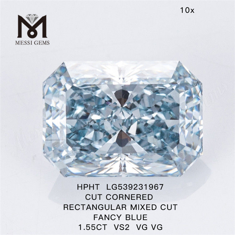1.55ct ブルー HPHT ダイヤモンド卸売長方形 HPHT ブルー ラボ ダイヤモンド