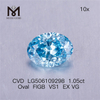 1.05ct オーバルカット VS1 ブルー 合成ダイヤモンド