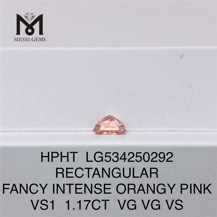 1.17ct 長方形合成ダイヤモンド ピンク カラー HPHT オレンジ ピンク ルース ラボ ダイヤモンド LG534250292