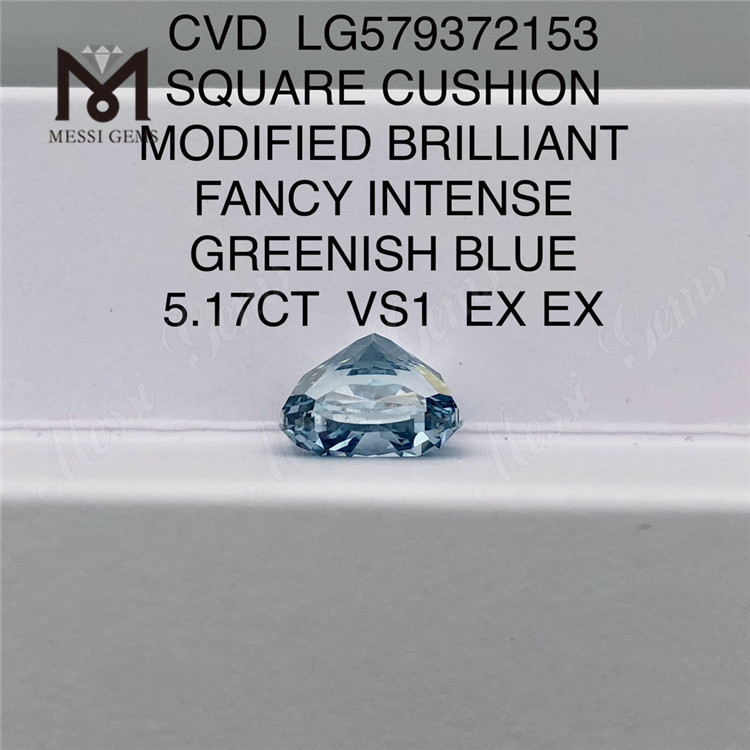 5.17 CT VS1 EX EX スクエア クッション モディファイド ブリリアント ファンシー インテンス グリーン ブルー CVD ルース ブルー ダイヤモンド LG579372153 