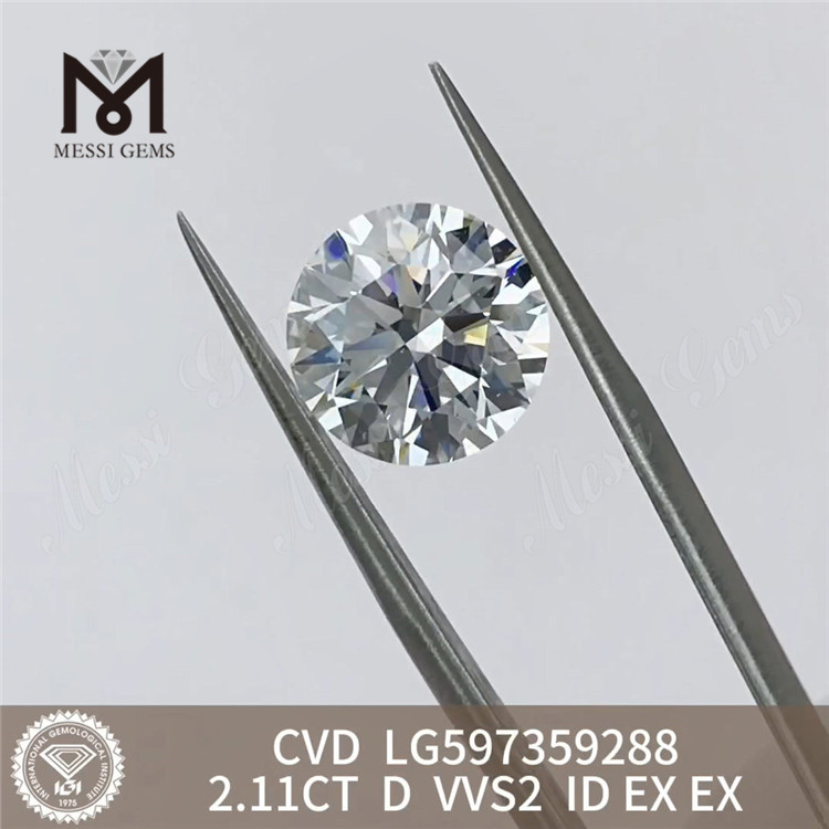 2.11CT D VVS2 理想的なラボ グロウン ダイヤモンド Cvd LG597359288 