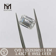 1.43CT E エメラルド シェイプ IGI グレード ダイヤモンド VVS1 特徴的なデザイン丨Messigems CVD LG529260551