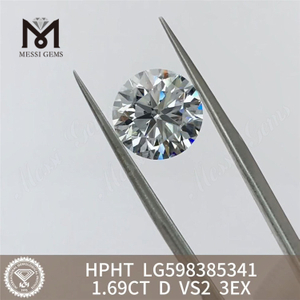 1.69CT D VS2 3EX hpft ラウンド 合成ダイヤモンドs Wholesale Excellence LG598385341丨Messigems