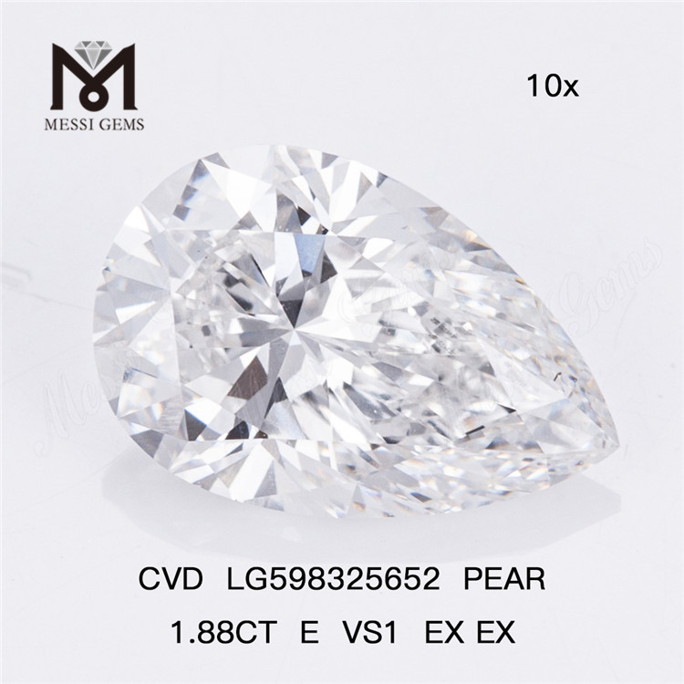 1.88CT E VS1 EX EX PEAR ラボ ダイヤモンド 比類のない純度と輝き CVD LG598325652丨Messigems